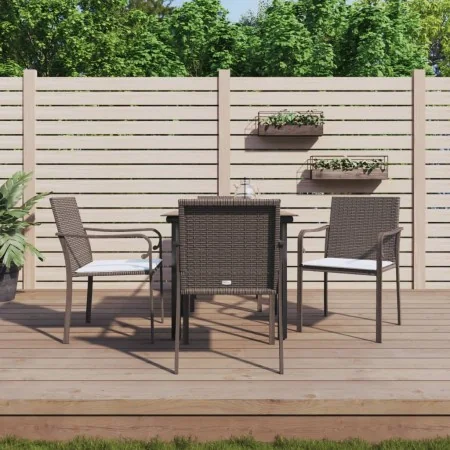 Juego comedor jardín 5 piezas y cojines ratán sintético y acero by , Garden sets - Ref: Foro24-3186954, Price: 275,65 €, Disc...