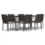Juego comedor jardín 7 piezas y cojines ratán sintético y acero de , Conjuntos de jardín - Ref: Foro24-3186949, Precio: 490,7...