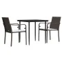 Juego comedor jardín 3 piezas y cojines ratán sintético y acero de , Conjuntos de jardín - Ref: Foro24-3186937, Precio: 199,8...