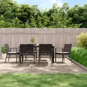 Juego comedor jardín 7 piezas y cojines ratán sintético y acero by , Garden sets - Ref: Foro24-3186994, Price: 528,90 €, Disc...