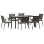 Juego comedor jardín 7 piezas y cojines ratán sintético y acero von , Gartensets - Ref: Foro24-3186994, Preis: 528,89 €, Raba...