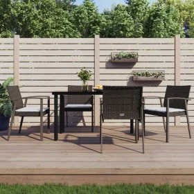Juego comedor jardín 5 piezas y cojines ratán sintético y acero by , Garden sets - Ref: Foro24-3186989, Price: 386,38 €, Disc...