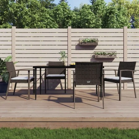 Juego comedor jardín 5 piezas y cojines ratán sintético y acero von , Gartensets - Ref: Foro24-3186977, Preis: 408,76 €, Raba...