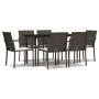 Juego comedor jardín 7 piezas y cojines ratán sintético y acero de , Conjuntos de jardín - Ref: Foro24-3186942, Precio: 401,0...
