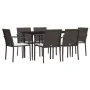 Juego comedor jardín 7 piezas y cojines ratán sintético y acero de , Conjuntos de jardín - Ref: Foro24-3186942, Precio: 401,0...