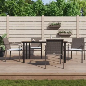 Juego comedor jardín 5 piezas y cojines ratán sintético y acero by , Garden sets - Ref: Foro24-3186961, Price: 326,71 €, Disc...