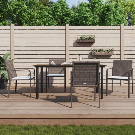 Juego comedor jardín 5 piezas y cojines ratán sintético y acero by , Garden sets - Ref: Foro24-3186961, Price: 316,29 €, Disc...