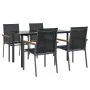 Juego de comedor para jardín 5 piezas acero y textilene negro de , Conjuntos de jardín - Ref: Foro24-3187043, Precio: 340,65 ...