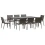 Juego comedor jardín 9 piezas y cojines ratán sintético y acero de , Conjuntos de jardín - Ref: Foro24-3186982, Precio: 730,4...