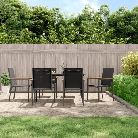 Juego de comedor para jardín 7 piezas acero y textilene negro by , Garden sets - Ref: Foro24-3187036, Price: 475,61 €, Discou...