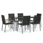 Juego de comedor para jardín 7 piezas acero y textilene negro by , Garden sets - Ref: Foro24-3187036, Price: 475,61 €, Discou...
