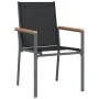 Juego de comedor para jardín 7 piezas acero y textilene negro by , Garden sets - Ref: Foro24-3187036, Price: 475,61 €, Discou...