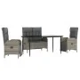Juego de comedor de jardín 4 piezas con cojines ratán PE gris de , Conjuntos de jardín - Ref: Foro24-3203504, Precio: 592,59 ...