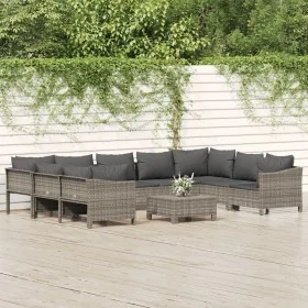 Set de muebles de jardín 10 pzas y cojines ratán sintético gris von , Gartensets - Ref: Foro24-3187305, Preis: 704,50 €, Raba...