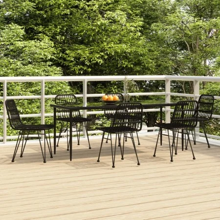 Juego de comedor de jardín 7 piezas ratán sintético negro von , Gartensets - Ref: Foro24-3157885, Preis: 672,26 €, Rabatt: %