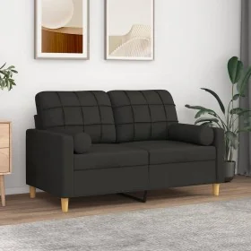 Sofá de 2 plazas con cojines tela negro 120 cm by , Sofas - Ref: Foro24-3200778, Price: 208,42 €, Discount: %