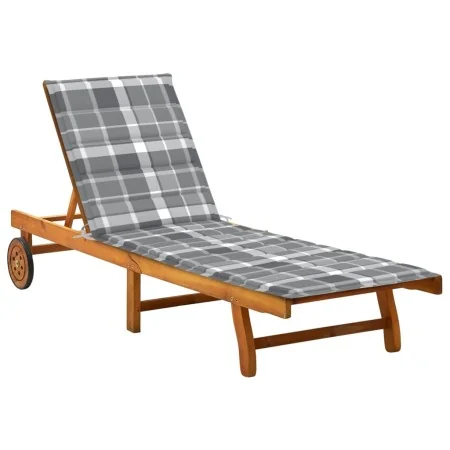 Tumbona de jardín con cojín madera maciza de acacia de , Tumbonas - Ref: Foro24-3061358, Precio: 202,17 €, Descuento: %