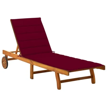 Tumbona de jardín con cojín madera maciza de acacia de , Tumbonas - Ref: Foro24-3061353, Precio: 208,39 €, Descuento: %