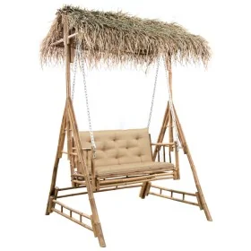 Banco columpio de 2 plazas hojas de palma y cojín bambú 202 cm by , Garden rockers - Ref: Foro24-3063936, Price: 488,46 €, Di...