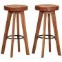 Taburetes de cocina 2 uds cuero auténtico madera maciza acacia by , Kitchen stools - Ref: Foro24-348164, Price: 175,11 €, Dis...