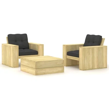 Set muebles de jardín y cojines 3 pzas madera pino impregnada von , Gartensets - Ref: Foro24-3065804, Preis: 448,37 €, Rabatt: %