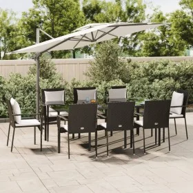 Set de comedor de jardín 7 pzas y cojines ratán sintético negro by , Garden sets - Ref: Foro24-3185099, Price: 532,09 €, Disc...