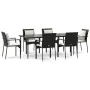 Set de comedor de jardín 7 pzas y cojines ratán sintético negro by , Garden sets - Ref: Foro24-3185099, Price: 512,31 €, Disc...
