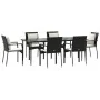 Set de comedor de jardín 7 pzas y cojines ratán sintético negro by , Garden sets - Ref: Foro24-3185099, Price: 512,31 €, Disc...