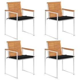 Sillas de jardín y cojines 4 unidades madera maciza de acacia by , Garden chairs - Ref: Foro24-3078477, Price: 499,80 €, Disc...