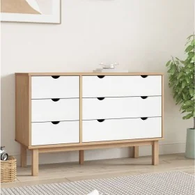 Cajonera OTTA madera maciza pino marrón y blanco 111x43x73,5 cm by , Drawers - Ref: Foro24-348587, Price: 191,46 €, Discount: %