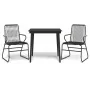 Juego de comedor de jardín 3 piezas ratán PVC negro de , Conjuntos de jardín - Ref: Foro24-3099215, Precio: 209,86 €, Descuen...