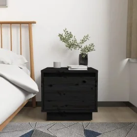 Mesita de noche madera maciza de pino negro 35x34x32 cm by , Nightstands - Ref: Foro24-813403, Price: 41,71 €, Discount: %