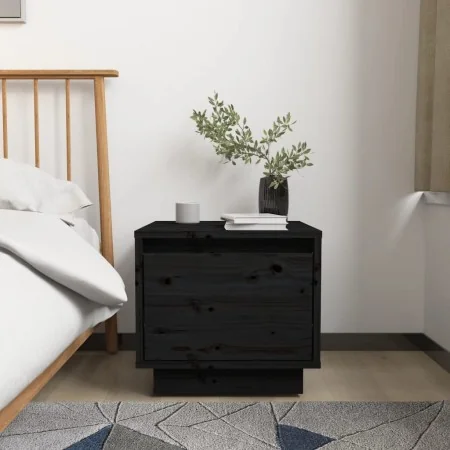 Mesita de noche madera maciza de pino negro 35x34x32 cm de , Mesitas de noche - Ref: Foro24-813403, Precio: 41,67 €, Descuent...