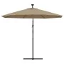 Sombrilla voladiza con luces LED y poste acero taupe 300 cm by , Umbrellas - Ref: Foro24-44522, Price: 128,84 €, Discount: %