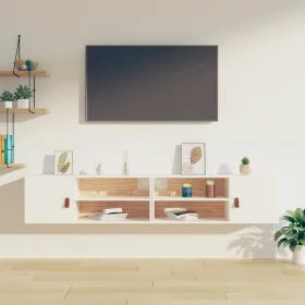 Armarios de pared 2 uds madera maciza pino blanco 80x30x30 cm by , Shelves and shelves - Ref: Foro24-818388, Price: 111,38 €,...