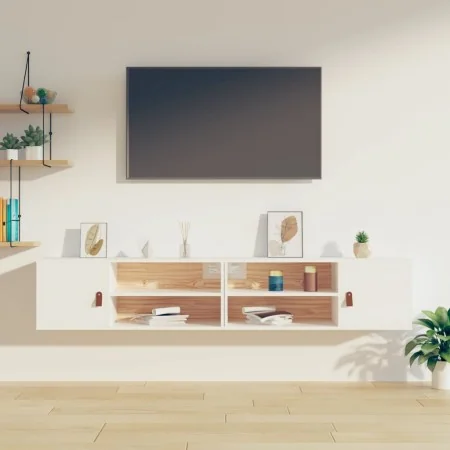 Armarios de pared 2 uds madera maciza pino blanco 80x30x30 cm by , Shelves and shelves - Ref: Foro24-818388, Price: 111,38 €,...