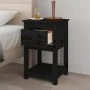 Mesita de noche madera maciza de pino negro 40x35x61,5 cm de , Taquillas y armarios de almacenamiento - Ref: Foro24-821737, P...
