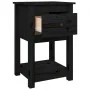 Mesita de noche madera maciza de pino negro 40x35x61,5 cm de , Taquillas y armarios de almacenamiento - Ref: Foro24-821737, P...