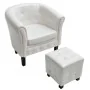 Sillón con taburete cuero sintético blanco by , Armchairs - Ref: Foro24-60711, Price: 154,64 €, Discount: %