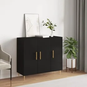 Aparador de madera de ingeniería negro 90x34x80 cm by , Sideboards - Ref: Foro24-828093, Price: 96,12 €, Discount: %