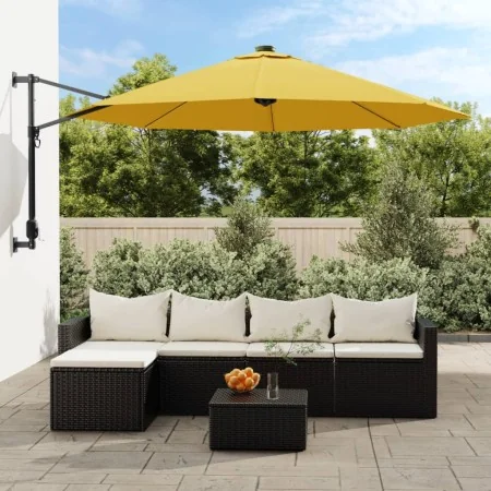 Sombrilla de pared con LED amarillo 290 cm de , Sombrillas - Ref: Foro24-362896, Precio: 109,13 €, Descuento: %