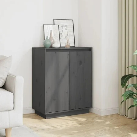 Aparador de madera maciza de pino gris 60x34x75 cm by , Sideboards - Ref: Foro24-813347, Price: 67,45 €, Discount: %