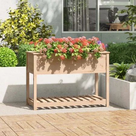 Jardinera con estante de madera maciza de pino 111,5x54x81 cm de , Maceteros y jardineras - Ref: Foro24-823787, Precio: 112,9...