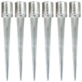 Picas de tierra 6 unidades acero galvanizado plateado 12x91 cm by , Spikes for anchoring in the ground - Ref: Foro24-145434, ...