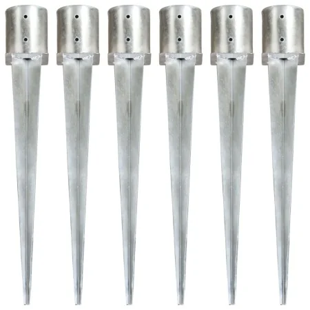 Picas de tierra 6 unidades acero galvanizado plateado 12x91 cm von , Spikes zur Verankerung im Boden - Ref: Foro24-145434, Pr...