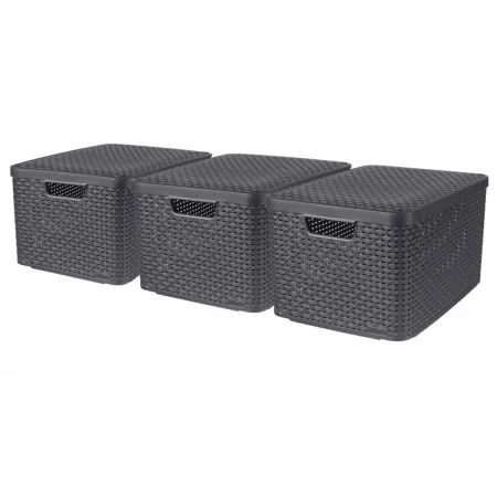 Curver Cajas de almacenaje con tapa Style 3 unidades L gris antracita by , Storage baskets - Ref: Foro24-427235, Price: 84,45...