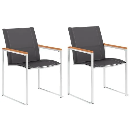 Sillas de jardín 2 unidades textilene y acero inoxidable gris de , Sillas de jardín - Ref: Foro24-46497, Precio: 163,58 €, De...