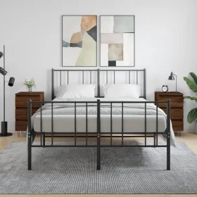 Mesitas noche 2 uds madera ingeniería marrón roble 40x35x69 cm by , Nightstands - Ref: Foro24-826939, Price: 68,35 €, Discoun...