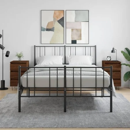 Mesitas noche 2 uds madera ingeniería marrón roble 40x35x69 cm by , Nightstands - Ref: Foro24-826939, Price: 68,35 €, Discoun...