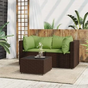 Set muebles de jardín 3 piezas y cojines ratán sintético marrón by , Outdoor sofas - Ref: Foro24-319827, Price: 177,42 €, Dis...